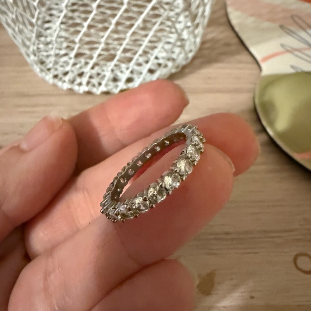 Sterling Silver Cubic Zirconia Eternity Band Ring Size 8 Stackable Wedding Band - Picture 6 of 6